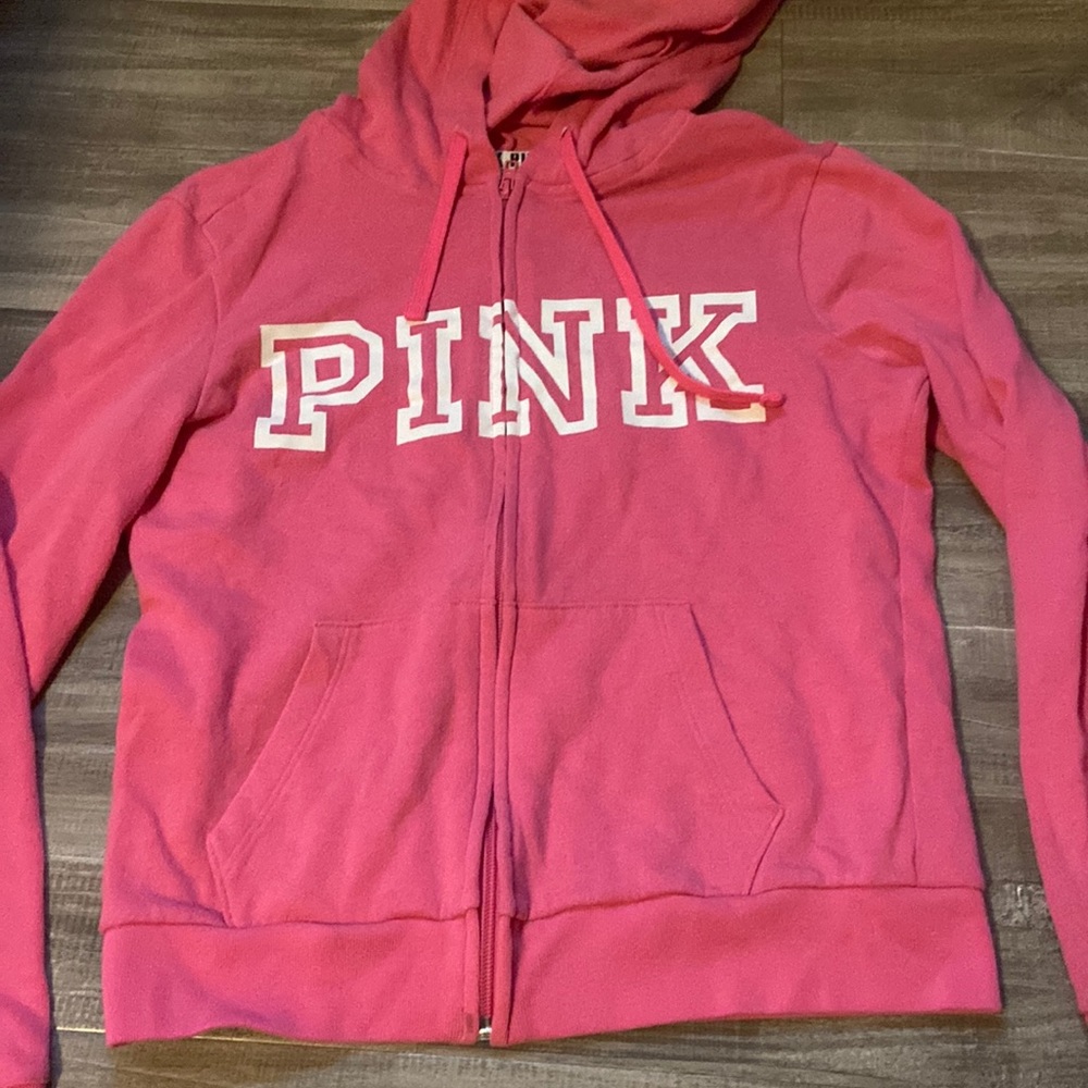 pink zip up hoodie